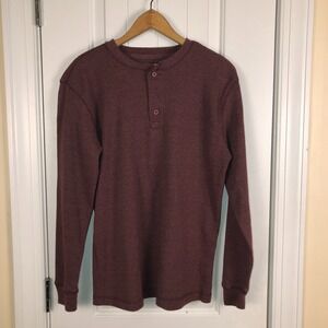 Itasca Mens Henley‎ Shirt Thermal Waffle Knit Maroon L/S XL Base Layer Gorpcore